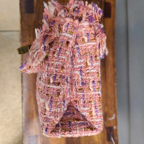 Kurt Geiger Pale Pink Tweed Mini Brixton Bag NEW! - Picture 4 of 15